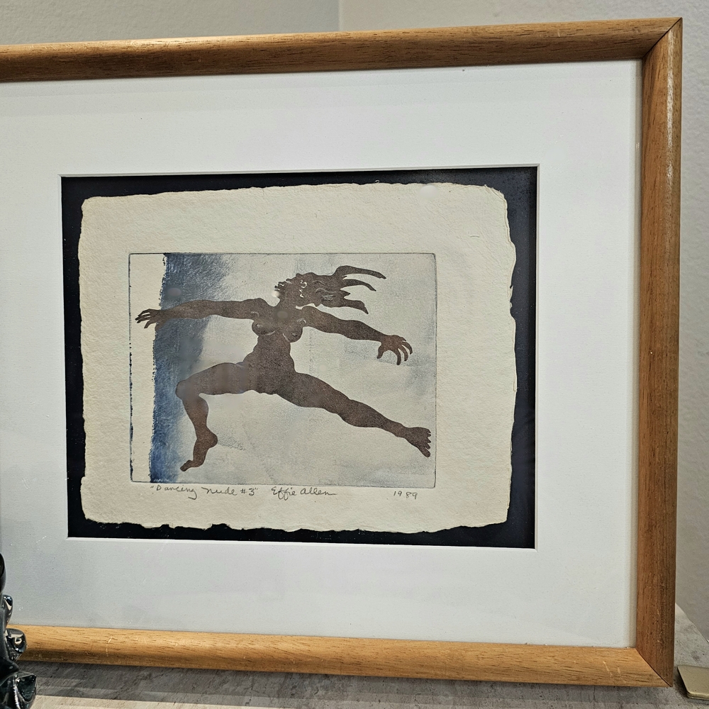 Signed Watercolor Graphic Arts by Effie Allen dated 1989 Dancing Nude #3